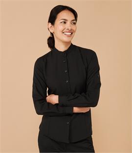 Henbury Ladies Roll Sleeve Mandarin Anti-Bac Wicking Shirt